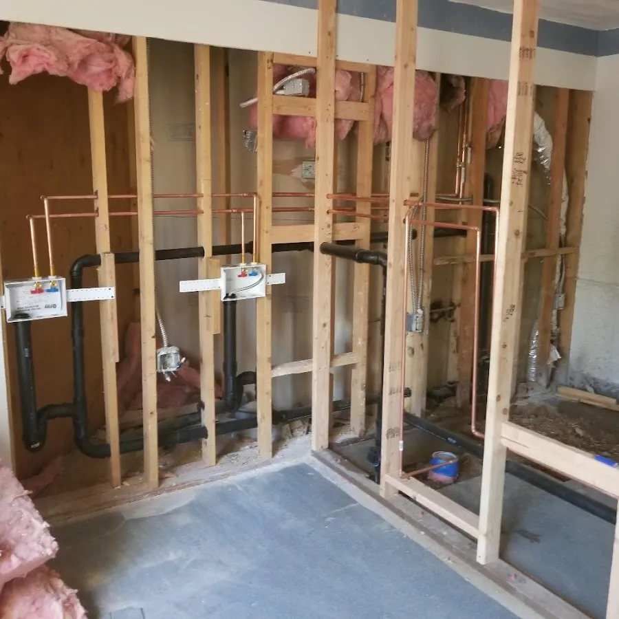 Copper pipe rough-in and plumbing installation in Fuquay